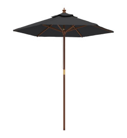 Parasol de jardin avec mât en bois noir 196x231 cm