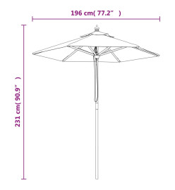 Parasol de jardin avec mât en bois noir 196x231 cm