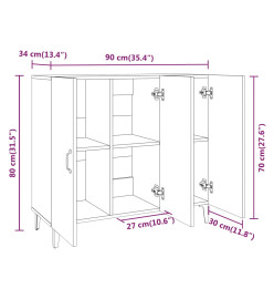 Buffet chêne fumé 90x34x80 cm bois d'ingénierie