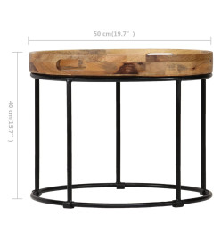 Table basse Bois de manguier massif et acier 50 x 40 cm