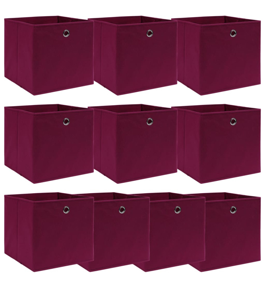 Boîtes de rangement 10 pcs Rouge foncé 32x32x32 cm Tissu