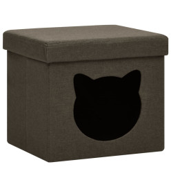 Tabouret de rangement pliable motif de chat Marron foncé Tissu