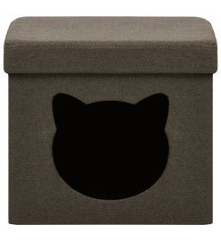 Tabouret de rangement pliable motif de chat Marron foncé Tissu