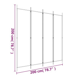 Cloison de séparation 4 panneaux Noir 200x200 cm Tissu