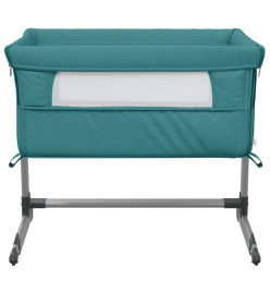 Lit pour bébé avec matelas Vert Tissu de lin