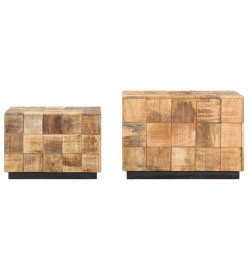 Tables basses 2 pcs avec design de blocs Bois de manguier brut