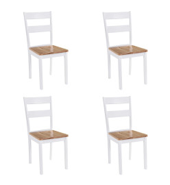 Chaises à manger lot de 4 blanc bois d'hévéa massif