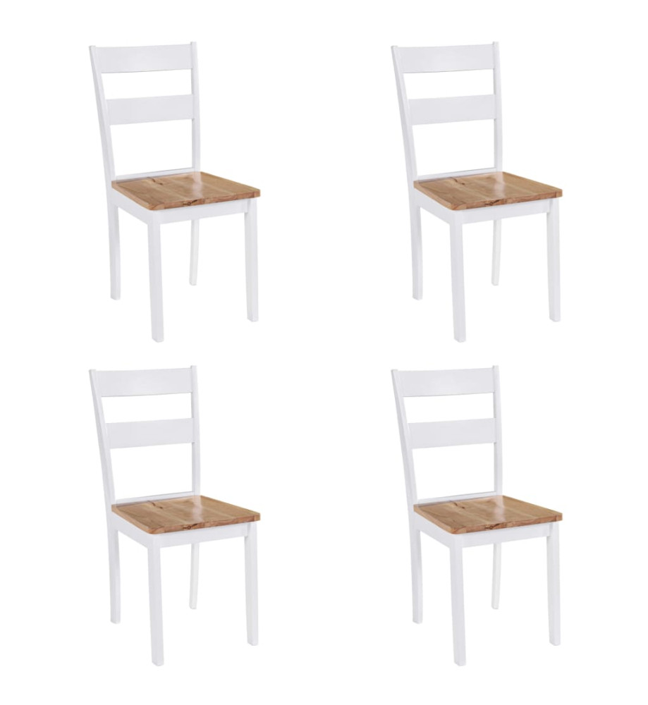 Chaises à manger lot de 4 blanc bois d'hévéa massif