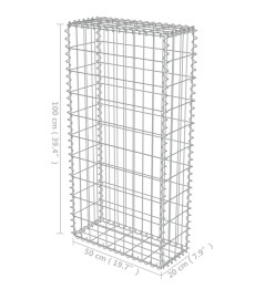 Mur en gabion avec couvercles Acier galvanisé 50 x 20 x 100 cm