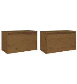 Armoires murales 2pcs Marron miel 60x30x35cm Bois de pin massif