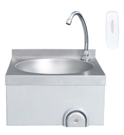 Lavabo de lavage avec robinet et distributeur de savon Inox