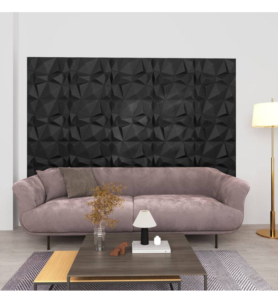 Panneaux muraux 3D 12 pcs 50x50 cm Noir diamant 3 m²