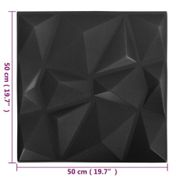 Panneaux muraux 3D 12 pcs 50x50 cm Noir diamant 3 m²