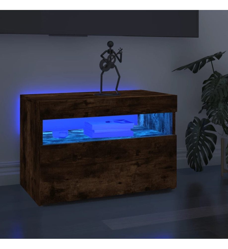 Meubles TV 2 pcs avec lumières LED Chêne fumé 60x35x40 cm