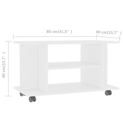 Meuble TV avec roulettes Blanc 80 x 40 x 40 cm Aggloméré