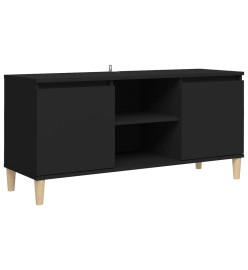 Meuble TV avec pieds en bois massif Noir 103,5x35x50 cm