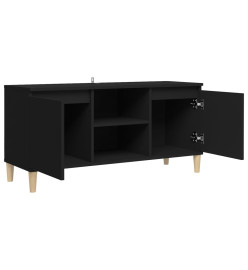 Meuble TV avec pieds en bois massif Noir 103,5x35x50 cm