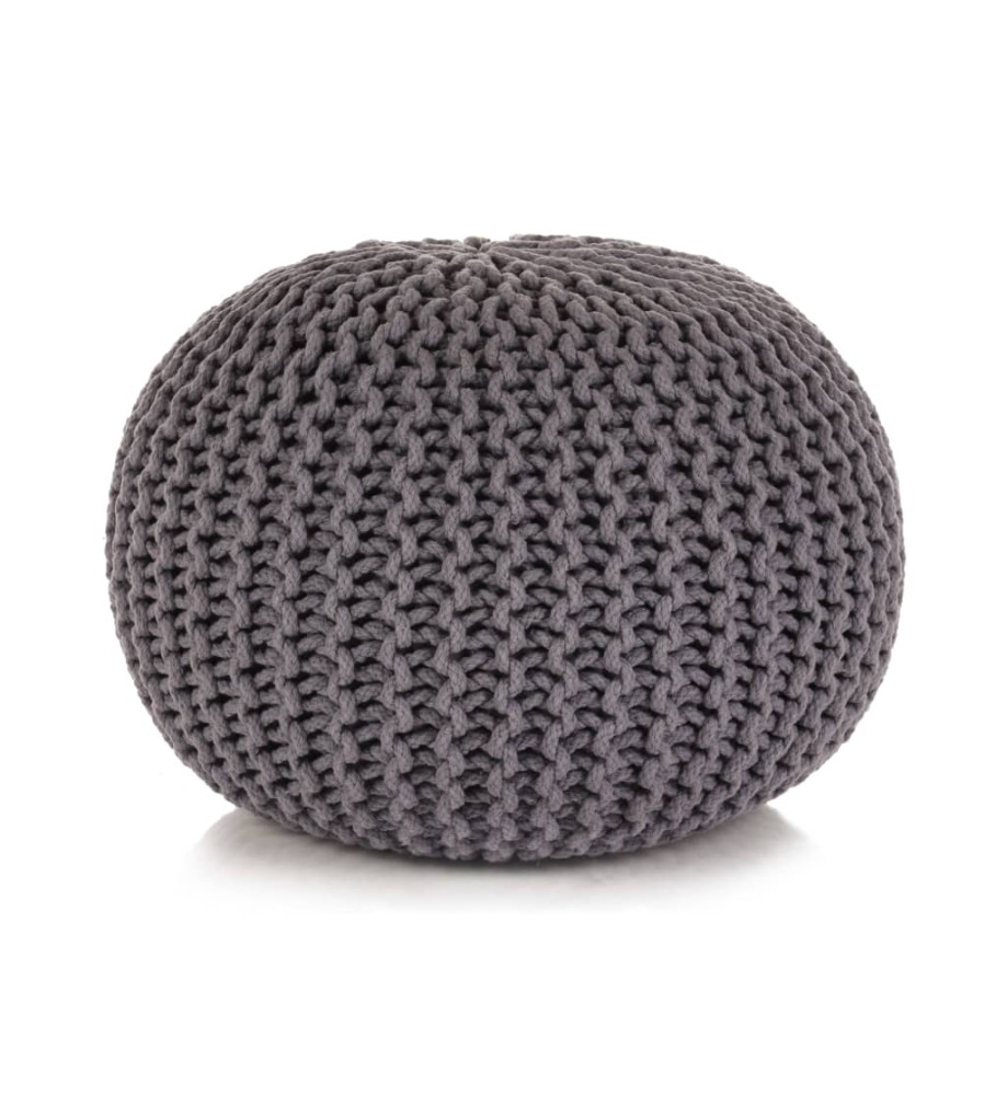 Pouf tricoté à la main Coton 50 x 35 cm Gris