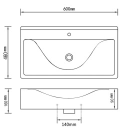 Vasque à poser en céramique Rectangulaire Blanche 60 x 46 cm