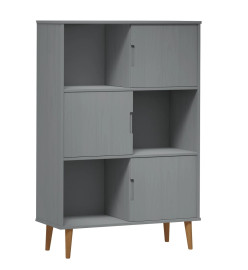 Bibliothèque MOLDE Gris 90x35x133,5 cm Bois massif de pin