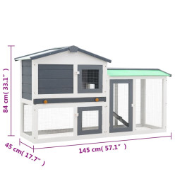 Clapier large d'extérieur Gris et blanc 145x45x84 cm Bois