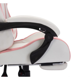 Fauteuil de jeux vidéo avec LED RVB Rose et blanc Similicuir