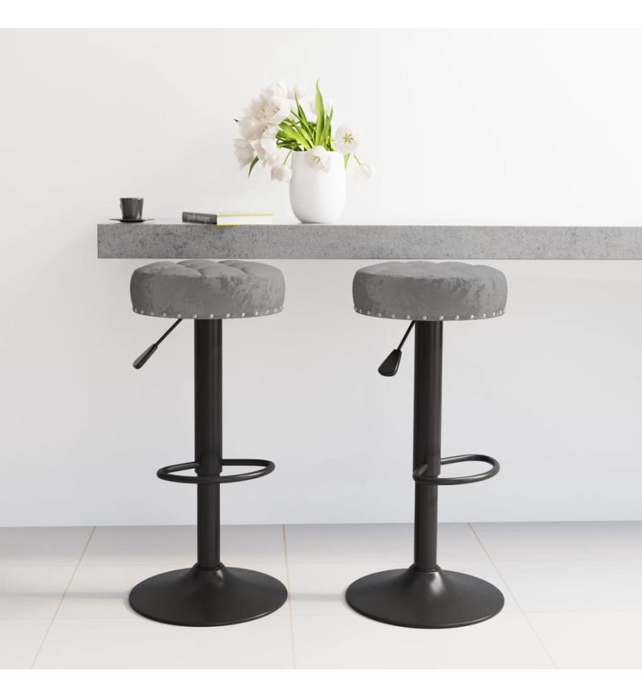 Tabourets de bar lot de 2 gris foncé velours