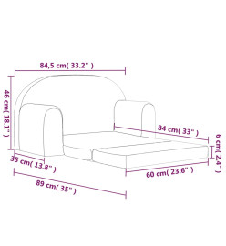 Canapé-lit pour enfants à 2 places Crème Peluche douce