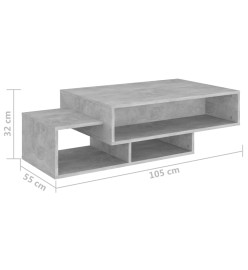 Table basse Gris béton 105x55x32 cm Aggloméré