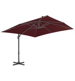 Parasol déporté avec mât en aluminium Rouge bordeaux 400x300 cm