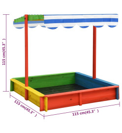 Bac à sable avec toit réglable Bois de sapin Multicolore UV50