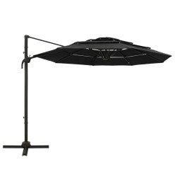 Parasol à 4 niveaux avec mât en aluminium Noir 3x3 m