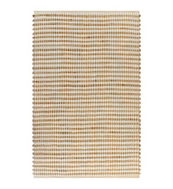 Tapis tissé à la main Jute Tissu 120 x 180 cm Naturel et blanc