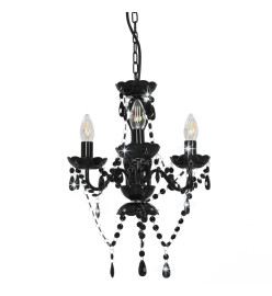 Lustre avec perles Noir Rond 3 x E14