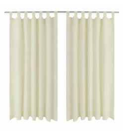 2 pcs Rideau à Passant Micro Satin Crème 140 x 225 cm