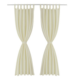 2 pcs Rideau à Passant Micro Satin Crème 140 x 225 cm