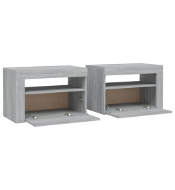 Tables de chevet 2 pcs avec LED sonoma gris 60x35x40 cm