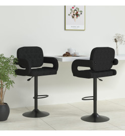 Tabourets de bar lot de 2 noir tissu