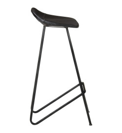 Tabourets de bar lot de 2 noir cuir véritable