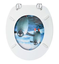 Sièges de toilette avec couvercle 2 pcs MDF Design de pingouins