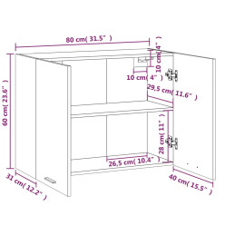 Armoire suspendue Chêne fumé 80x31x60 cm Bois d'ingénierie