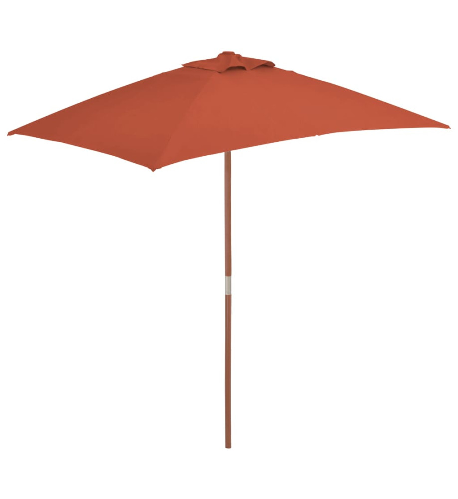 Parasol d'extérieur avec mât en bois 150 x 200 cm Terre cuite