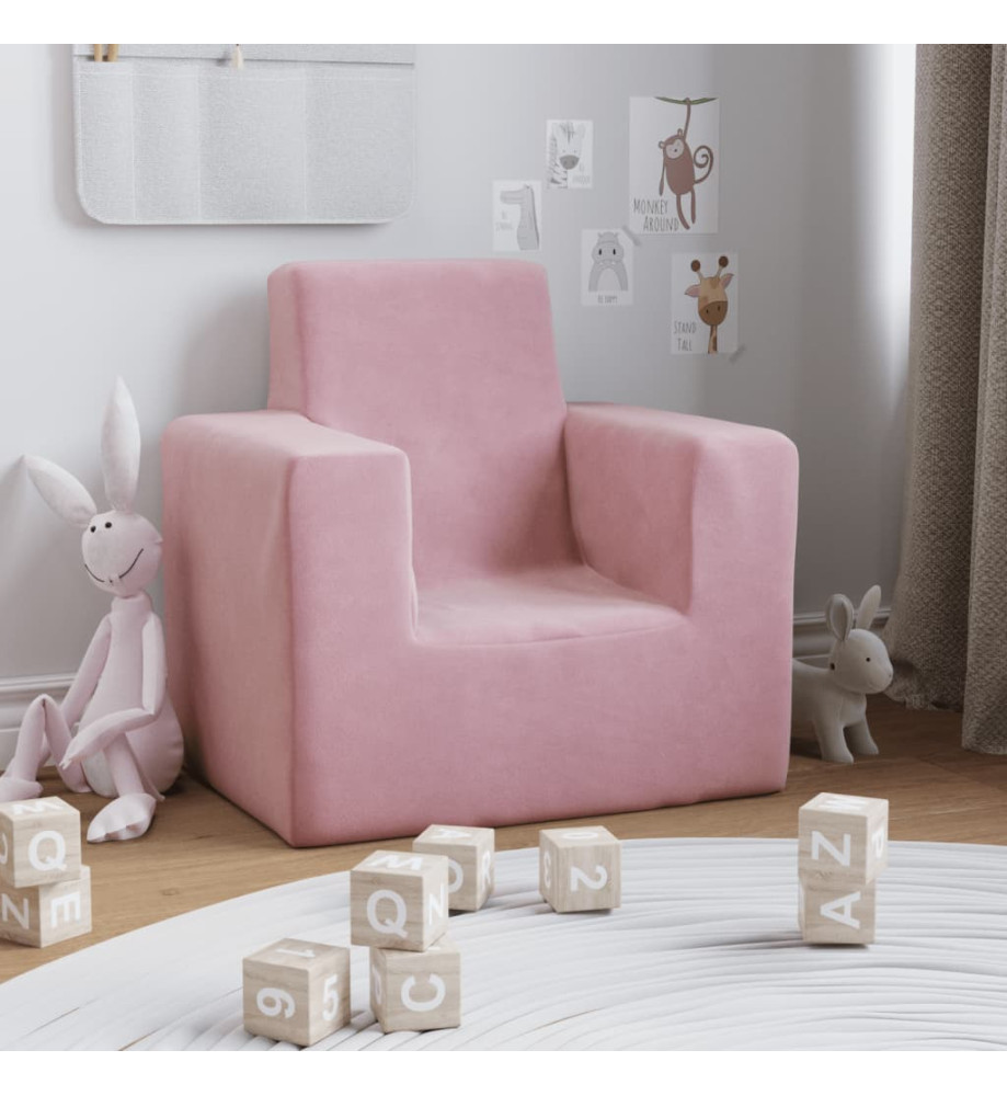 Canapé pour enfants Rose Peluche douce