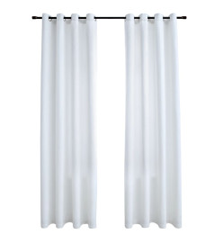 Rideau occultant et anneaux en métal 2pcs Blanc cassé 140x175cm