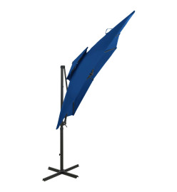 Parasol déporté à double toit 250x250 cm Bleu azuré