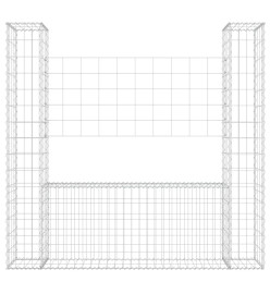 Panier de gabion en forme de U avec 2 poteaux Fer 140x20x150 cm