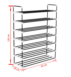 Range-chaussures avec 7 étagères Métal et plastique Noir