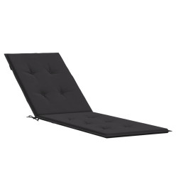 Coussin de chaise de terrasse noir (75+105)x50x3 cm