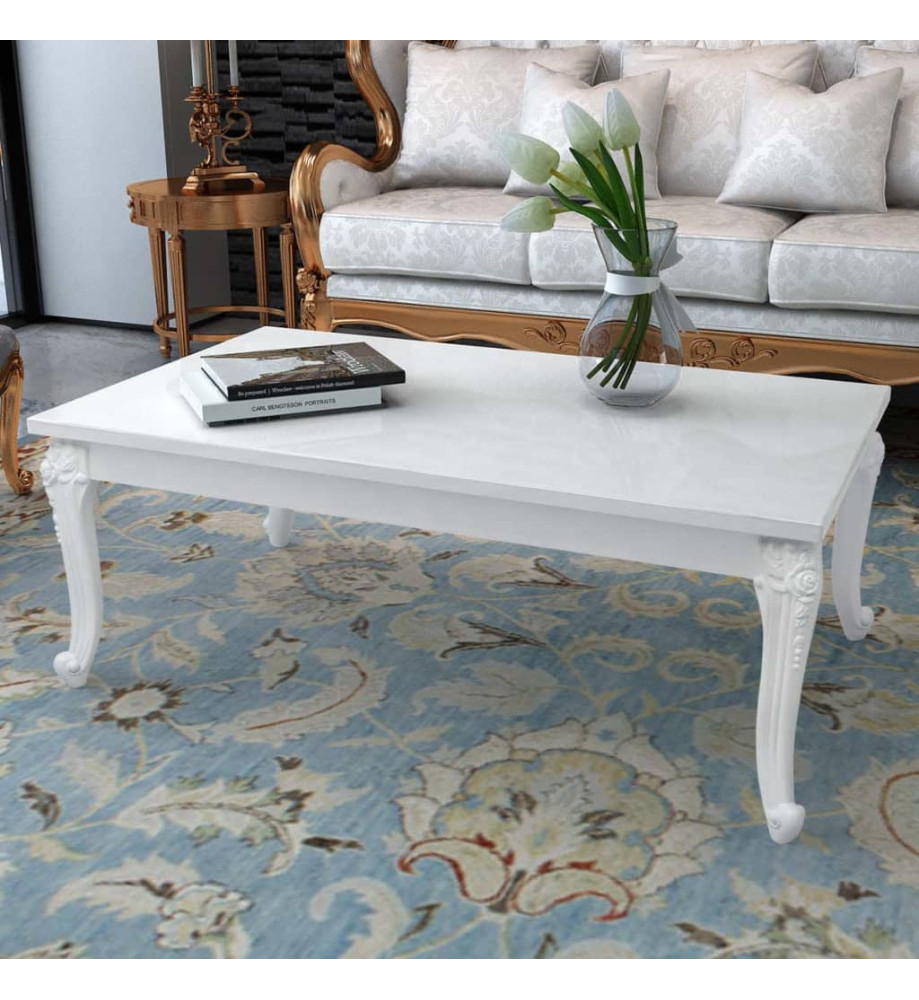 Table basse 115x65x42 cm Blanc brillant