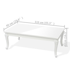 Table basse 115x65x42 cm Blanc brillant